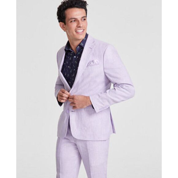 Bar III Slim Fit Lavender Linen Blend Blazer | Size 40L | NWT - Picture 1 of 12